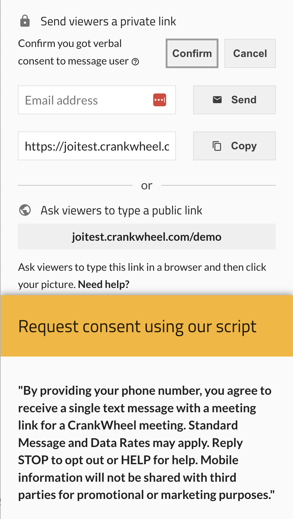 Confirm Consent for Sending Message