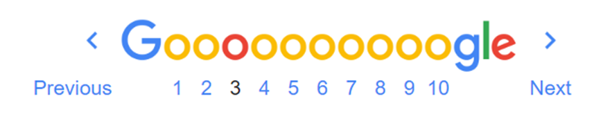 Google page numbers screenshot third page of google, low ranking SERPs