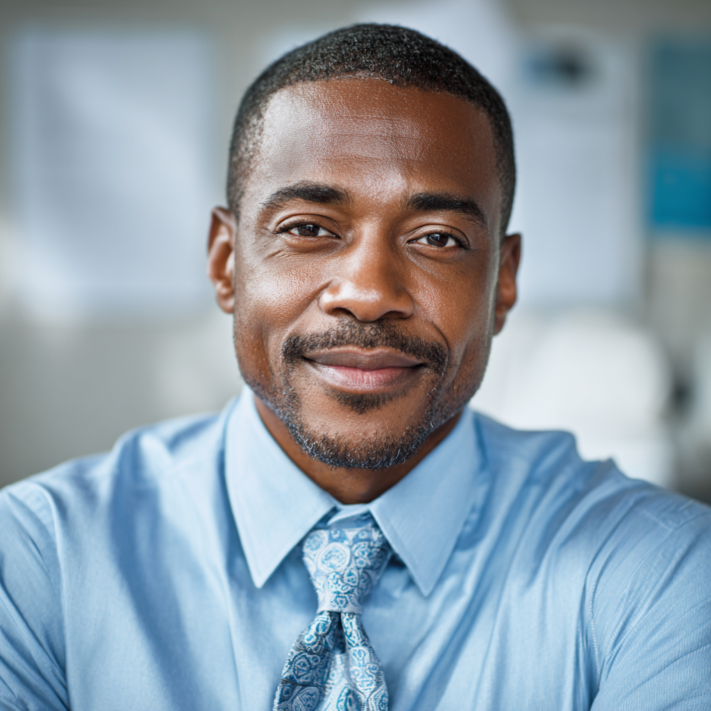 AI-generated photo of the fictional persona Marcus Thompson who is an imagined Health Insurance Agent