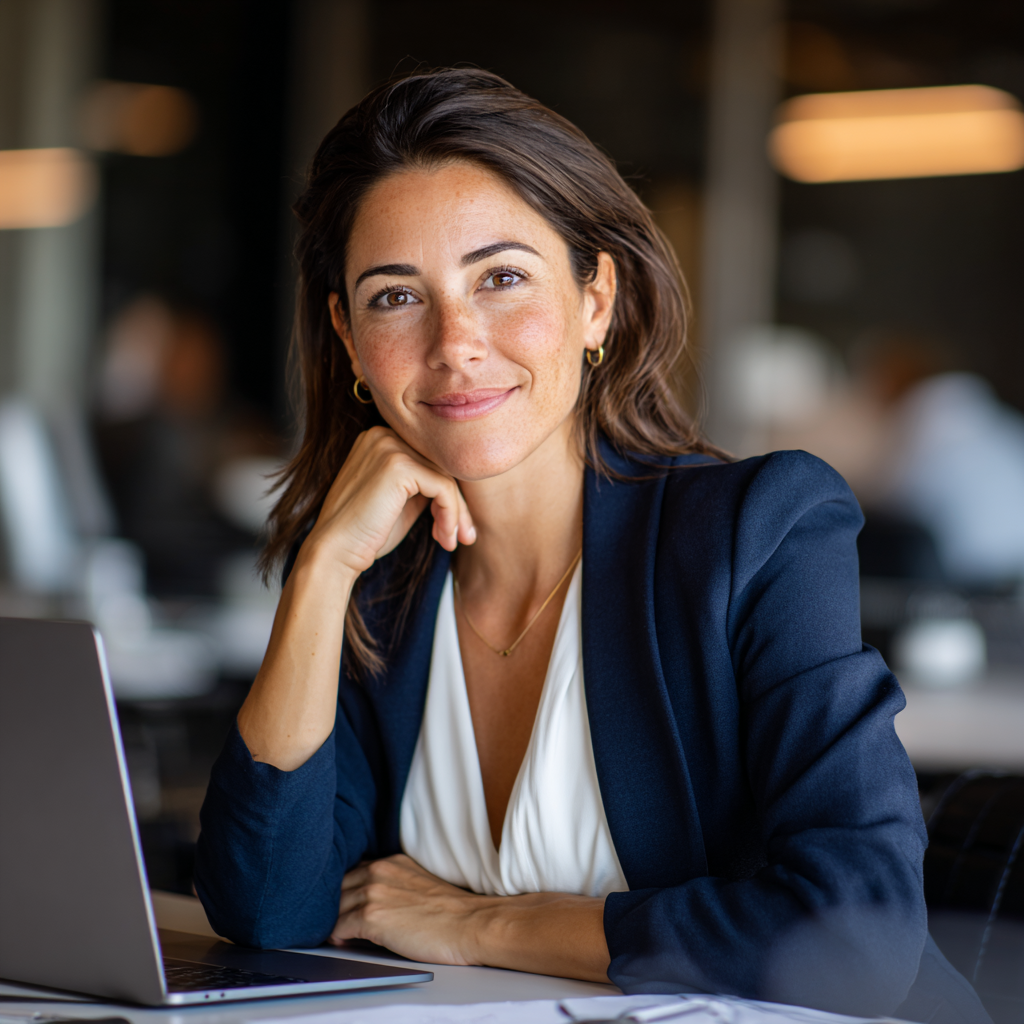 AI-generated photo of the fictional persona Maria Rodriguez who is an imagined Life Insurance Agent